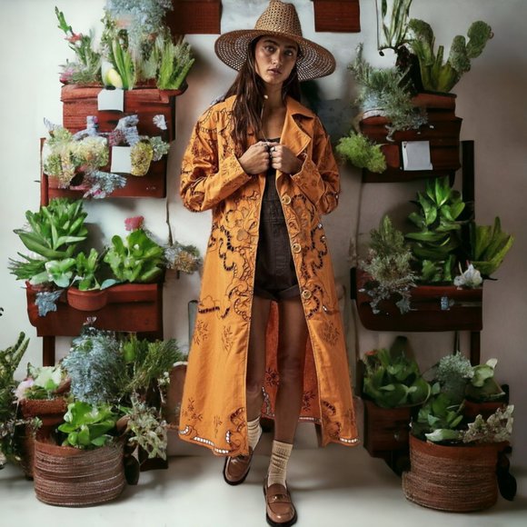 Free People Susanna Cutwork Longline Duster Jacket Sizes XS Festival Statement - Picture 13 of 14